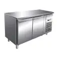 TABLE RÉFRIGÉRÉE  EN ACIER INOX AISI 304 - VENTILÉ - Mod. G-GN2100TN - GASTRONORM 1/1 ( 53x32,5 cm) - CAPACITÉ BRUTE 282 Lt - N. 2 PORTES - Température -2°/+8°C - Dim. 136x70x86 cm - Norme CE