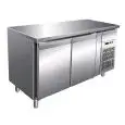 TABLE RÉFRIGÉRÉE EN ACIER INOX AISI 304 - POUR SNACK - VENTILÉ - Mod. G-SNACK2100TN - CAPACITÉ BRUTE 228 Lt - N. 2 PORTES - Température -2°/+8°C - Dim. 136x60x86 cm - Norme CE