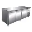 TABLE RÉFRIGÉRÉE  EN ACIER INOX AISI 304 - POUR SNACK - VENTILÉ - Mod. G- SNACK3100TN - CAPACITÉ BRUTE 339 Lt  - N. 3 PORTES - Température -2°/+8°C - Dim. 179,5x60x86 cm - Norme CE