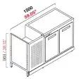 ARRIÈRE COMPTOIR BAR RÉFRIGÉRÉ - SEMI OUVRÉ, IL NÉCESSITE DE PANNEAUX - MOD. RBBR15063 - ALIMENTATION V 230/50Hz MONOPHASÉ  - AVEC UNITÉ CONDENSATRICE INCORPORÉE  - DIM. Cm L 150 x P 63 x h 96,9