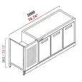 ARRIÈRE COMPTOIR BAR RÉFRIGÉRÉ - SEMI OUVRÉ, IL NÉCESSITE DE PANNEAUX - MOD. RBBR20055 - ALIMENTATION V 230/50Hz MONOPHASÉ  - AVEC UNITÉ CONDENSATRICE INCORPORÉE  - DIM. Cm L 200 x P 55 x h 96,9