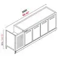 ARRIÈRE COMPTOIR BAR RÉFRIGÉRÉ - SEMI OUVRÉ, IL NÉCESSITE DE PANNEAUX - MOD. RBBR25063 - ALIMENTATION V 230/50Hz MONOPHASÉ  - AVEC UNITÉ CONDENSATRICE INCORPORÉE  - DIM. Cm L 250 x P 63 x h 96,9