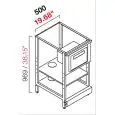 ARRIÈRE COMPTOIR DE BAR NEUTRE - SEMI OUVRÉ, IL NÉCESSITE DE PANNEAUX - MOD. RBL500TRVG - STRUCTURE EN MÉTAL  - N. 1 TRÈMIE  - N. 1  ÉTAGÈRE INTÉRMEDIAIRE GRIS MÉLAMINÉ  - DISPONIBLE EN 2 PROFONDEURS : cm 55, 63 - DIM Cm L 50 X H 96,9