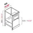 ARRIÈRE COMPTOIR DE BAR NEUTRE - SEMI OUVRÉ, IL NÉCESSITE DE PANNEAUX - MOD. RBL500TRANTA - STRUCTURE EN MÉTAL  - N. 1 TRÈMIE  - N. 1 PORTE GRISE MÉLAMINÉ  - DISPONIBLE EN 2 PROFONDEURS : cm 55, 63 - DIM Cm L 50 X H 96,9