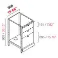 ARRIÈRE COMPTOIR DE BAR NEUTRE - SEMI OUVRÉ, IL NÉCESSITE DE PANNEAUX - MOD. RBL5002+1CASS - STRUCTURE EN MÉTAL  - N.3 TIROIRS  (2 TIROIRS  DE 1/3 + 1 TIROIR DE 2/3) GRIS MÉLAMINÉS - DISPONIBLE EN 2 PROFONDEURS : cm 55, 63 - DIM Cm L 50 X H 96,9