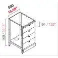 ARRIÈRE COMPTOIR DE BAR NEUTRE - SEMI OUVRÉ, IL NÉCESSITE DE PANNEAUX - MOD. RBL5004CASS - STRUCTURE EN MÉTAL  - N.4 TIROIRS  GRIS MÉLAMINÉS - DISPONIBLE EN 3 PROFONDEURS: cm 40, 55, 63 - DIM Cm L 50 X H 96,9
