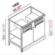 ARRIÈRE COMPTOIR DE BAR NEUTRE POUR MACHINE À CAFÉ - SEMI OUVRÉ,IL NÉCESSITE DE PANNEAUX- MOD. RBL1000MC - STRUCTURE EN MÉTAL  - N. 1 TIROIR DE CAISSE - N. 1 TIROIR À MARC DE CAFÉ - N. 2 PORTES  GRISES MÉLAMINÉS  - DISPONIBLE EN 2 PROFONDEURS : cm 55, 63 