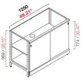 ARRIÈRE COMPTOIR DE BAR NEUTRE - SEMI OUVRÉ, IL NÉCESSITE DE PANNEAUX - MOD. RBL1250SCORR - STRUCTURE EN MÉTAL  - N. 2 PORTES COULISSANTES GRISES MÉLAMINÉ - DISPONIBLE EN 3 PROFONDEURS: cm 40, 55, 63 - DIM Cm L 125 X H 96,9