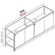 ARRIÈRE COMPTOIR DE BAR NEUTRE - SEMI OUVRÉ, IL NÉCESSITE DE PANNEAUX - MOD. RBL2500 - STRUCTURE EN MÉTAL  - PORTES COULISSANTES GRISES MÉLAMINÉ - DISPONIBLE EN 3 PROFONDEURS: cm 40, 55, 63 - DIM Cm L 250 X H 96,9