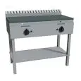 PLAQUE À PIADINA À GAZ - Mod. RAH1PKGG - Sur pieds en acier inox - Plan de cuisson en acier inox -  2 zones de cuisson - Capacité thermique 19,8 kW - Dim. L 102 x P 53 x H 85 cm - Norme CE