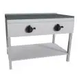 PLAQUE À PIADINA ÉLECTRIQUE  - Mod. RA6EKGG - Sur pieds en acier inox - Plan de cuisson en acier inox -  2 zones de cuisson - Puissance 4,4 kW - Alimentation monophasée  230V/1/50Hz - Dim. L 102 x P 53 x H 85 cm - Norme CE