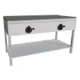 PLAQUE À PIADINA ÉLECTRIQUE  - Mod. RA8EKGG - Sur pieds en acier inox - Plan de cuisson en acier inox -  2 zones de cuisson - Puissance 4,4 kW - Alimentation monophasée  230V/1/50Hz - Dim. L 126 x P 53 x H 85 cm - Norme CE