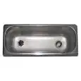 Plateau de rondelle portionnière - 2 trous - Deux trous pour le chargement (3/8 ») et l'évacuation de l'eau (1/2 ») - Dimensions cm 27x11 - Hauteur cm 12