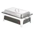 CHAFING DISH ÉLECTRIQUE GASTRONORM 1/1 (H 100 mm) , COUVERCLE NORMAL EN ACIER INOX - ALIMENTATION MONOPHASE 230V/1/50Hz - PUISSANCE 2,2 kW - DIMENSIONS L 636 x P 357 x 287 h mm