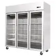 ARMOIRE RÉFRIGÉRÉE COMPACTE EN ACIER INOX - Mod. YCF9403GR - FROID VENTILÉ - CAPACITÉ 1390 L - 3 PORTES VITRÉES - TEMPÉRATURE 0°/+8°C - Dim. L 180 x P 73 x h 195,5 cm - Norme CE