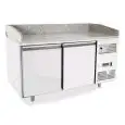 TABLE RÉFRIGÉRÉE / COMPTOIR À PIZZA EN ACIER INOX - Mod. EPF3495GR - CLASSE ÉNERGÉTIQUE A - POUR BACS À PÂTONS 60 x 40 cm - FROID VENTILÉ - 2 PORTES - TEMPÉRATURE -2°/+8°C - Dim. L 151 x P 80 x h 100/160 cm - Norme CE