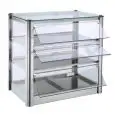 VITRINE,PRÉSENTOIR NEUTRE - MOD. LC64O - N. 3 PLANS D'ÉXPOSITION - PARTIES LATÉRALES ET FRONTALE EN VERRE TREMPÉ  - PORTES EN POLYCARBONATE - DIM. Cm L 57 x P 37 x h 54 - NORME CE