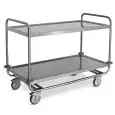 Chariot de service pour charges lourdes - Mod. 1403P2 - Structure en acier inoxydable AISI 304 - plateaux soudés - 2 plateaux - plateau cm 120 x 60 - capacité 200 kg - Dimensions cm 129 x 69 x 95 h