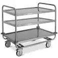 Chariot de service pour charges lourdes - Mod. 1405CP - Structure en acier inoxydable AISI 304 - plateaux soudés - 3 plateaux - plateau cm 80 x 50 - capacité 200 kg - Dimensions cm 89 x 59 x 95 h