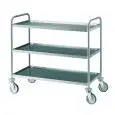 Chariot de service à trois niveaux - Mod 1405 - Structure en acier inox - Rayons moulés en forme de plateaux - Dimensions L 109 x P 59 x h 95 cm