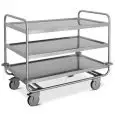 Chariot de service pour charges lourdes - Mod. 1407P - Structure en acier inoxydable AISI 304 - plateaux soudés - 3 plateaux - plateau cm 100 x 60 - capacité 200 kg - Dimensions cm 109 x 69 x 95 h