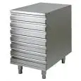 MEUBLE NEUTRE À TIROIRS POUR PIZZA EN ACIER INOX 201 POUR BAC À PÂTON PIZZA - Dim. 52x80x81H cm - BACS EXCLUS
