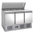 SALADETTE RÉFRIGÉRÉE EN ACIER INOX AISI 201 - GASTRONORM 1/1 ( 53x32,5cm) - STATIQUE - Mod. G-S903 FC - N. 3 portes réfrigérées - Température +2°/+8°C - Dim. 136,5x70x86,5 cm - Norme CE