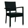CHAISE AVEC ACCOUDOIRS - MOD. L80804 - STRUCTURE EN ALUMINIUM BLANC, NOIR OU BRUN - REVÊTEMENT EN FIL DE POLYÉTHYLÈNE - HAUTEUR D’ASSISE 44 CM - EMPILABLE JUSQU’À 5 PIÈCES - POUR USAGE EXTÉRIEUR - PACK DE N. 5 - DIM. cm L 47 x P 45 x h 87 - NORME CE