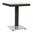 TABLEAU - MOD. CTS0022 - STRUCTURE EN ALUMINIUM BLANC, NOIR OU BRUN - REVÊTEMENT DE FIL DE POLYÉTHYLÈNE - PLATEAU EN VERRE TREMPÉ - BASE EN ACIER INOXYDABLE - POUR USAGE EXTÉRIEUR - DIM. cm L 70 x P 70 x h 75 - NORME CE