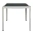 TABLEAU - MOD. QC80 - STRUCTURE EN ALUMINIUM BLANC NOIR OU BRUN - REVÊTEMENT DE FIL DE POLYÉTHYLÈNE - PLATEAU EN VERRE TREMPÉ - POUR USAGE EXTÉRIEUR - DIM. cm L 80 x P 80 x h 75 - NORME CE