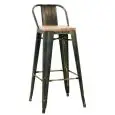SELLES - MOD. MC012DTW - STRUCTURE EN MÉTAL PEINT À EFFET ANTIQUE - ASSISE EN BOIS - HAUTEUR D'ASSISE 76 CM - POUR USAGE INTÉRIEUR - DIM. cm L 30 x P 30 x h 98 - NORME CE