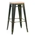 SELLES - MOD. MC012DW - STRUCTURE MÉTALLIQUE PEINTE EFFET ANTIQUE - ASSISE EN BOIS - HAUTEUR D'ASSISE 76 CM - EMPILABLE JUSQU'À 4 PIÈCES - POUR USAGE INTÉRIEUR - DIM. cm L 30 x P 30 x h 76 - NORME CE