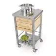 CUISINE CALLEY - mod. 691502 Auxilium - en acier inoxydable - Plan de travail en acier inoxydable et housses en charme blanc - avec tiroirs n.2