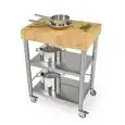 CUISINE CALLEY - mod. 693700 Auxilium - Acier inoxydable - Plan de travail en charme noueux blanc - Simple sans tiroir