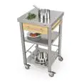 CUISINE CALLEY - mod. 691501 Auxilium - en acier inoxydable - Plan de travail en acier inoxydable et housses en charme blanc - avec tiroir n.1