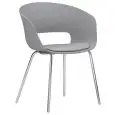 Poltroncina - couleur gris - ​Structure en métal chromé, scocca en polypropylène, cuscino en ecopelle - Modèle 1486-YG91-G