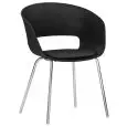 Poltroncina - couleur noir - ​Structure en métal chromé, scocca en polypropylène, cuscino en ecopelle - Modèle 1486-YG91-N