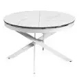 Table - couleur blanc - Structure en métal verni, plateau extensible en vitrocéramique Épaisseur 11 mm, extension en MDF laquée - Modèle 1594-DE86T-chiuso