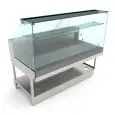 VITRINE SNACK CHAUFFANTE BAIN MARIE  - MOD. VSCUVAD -SEMI OUVRÉ,IL NÉCESSITE DE PANNEAUX- VERRES HAUTES PLATS - CHAUFFAGE BAIN MARIE - TEMPÉRATURE D'EXERCICE  +80 °C - DIM. Cm P 82,8 x H 135 - PROFONDEUR PLAN D'EXPOSITION : 50,6 CM
