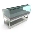 VITRINE SNACK CHAUFFANTE BAIN MARIE  - MOD. VSCUVBD115 -SEMI OUVRÉ,IL NÉCESSITE DE PANNEAUX-  VERRES BAS PLATS à L  - CHAUFFAGE BAIN MARIE - TEMPÉRATURE D'EXERCICE  +80 °C - DIM. Cm P 82,8 x H 115,1 - PROFONDEUR PLAN D'EXPOSITION : 50,6 CM