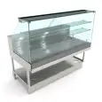 VITRINE SNACK CHAUFFANTE À SEC - MOD. VSCSVAD -SEMI OUVRÉ,IL NÉCESSITE DE PANNEAUX- VERRES HAUTES PLATS -CHAUFFAGE À SEC  - TEMPÉRATURE D'EXERCICE  +80 °C - DIM. Cm P 82,8 x H 135 - PROFONDEUR PLAN D'EXPOSITION : 66,5 CM