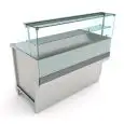 VITRINE À PIZZA - MOD. BREAK PIZZA VAD -SEMI OUVRÉ,IL NÉCESSITE DE PANNEAUX- VERRES HAUTES PLATS OUVRANTS - BASE TUBULAIRE EN ACIER VERNI  - PLAN EN ACIER INOX - N. 3 TIROIRS  DE 1/6 - DIM. Cm P 68,8 x H 135