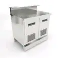 COMPTOIR À BIÈRE - SEMI OUVRÉ,IL NÉCESSITE DE PANNEAUX- MOD. CX88/10 - AVEC DOSSERET ET PRÉDISPOSITON POUR RAMPE  - fond renforcé  - L 100 cm - 2 portes inox ventilés  - DIM. cm L 100 x P 70 x h 113,1