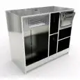 ARRIÈRE COMPTOIR DE BAR NEUTRE POUR MACHINE À CAFÉ - SEMI OUVRÉ,IL NÉCESSITE DE PANNEAUX- MOD. RBBNMC63I125 - STRUCTURE EN ACIER INOX  - Dim. Cm L 125 x P 63 x h 110
