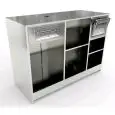 ARRIÈRE COMPTOIR DE BAR NEUTRE POUR MACHINE À CAFÉ - SEMI OUVRÉ,IL NÉCESSITE DE PANNEAUX- MOD. RBBNMC63I150 - STRUCTURE EN ACIER INOX  - DIM. Cm L 150 x P 63 x h 110