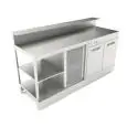 COMPTOIR DE BAR RÉFRIGÉRÉ - SEMI OUVRÉ, IL NÉCESSITE DE PANNEAUX - MOD. BBR20CB2V - ALIMENTATION V 230/50Hz MONOPHASÉ  - AVEC PRÉDISPOSITON POUR RAMPE - PLAN DE TRAVAIL AVEC  BORDS ANTI RUISSELLEMENT  - AVEC UNITÉ CONDENSATRICE INCORPORÉE  - DIM. Cm L 200