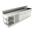 COMPTOIR DE BAR RÉFRIGÉRÉ - SEMI OUVRÉ, IL NÉCESSITE DE PANNEAUX - MOD. BBR30CB4V - ALIMENTATION V 230/50Hz MONOPHASÉ  - AVEC PRÉDISPOSITON POUR RAMPE - PLAN DE TRAVAIL AVEC  BORDS ANTI RUISSELLEMENT  - AVEC UNITÉ CONDENSATRICE INCORPORÉE  - DIM. Cm L 300