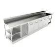 COMPTOIR DE BAR RÉFRIGÉRÉ - SEMI OUVRÉ, IL NÉCESSITE DE PANNEAUX - MOD. BBR40CB5V - ALIMENTATION V 230/50Hz MONOPHASÉ  - AVEC PRÉDISPOSITON POUR RAMPE - PLAN DE TRAVAIL AVEC  BORDS ANTI RUISSELLEMENT  - AVEC UNITÉ CONDENSATRICE INCORPORÉE  - DIM. Cm L 400