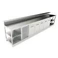 COMPTOIR DE BAR RÉFRIGÉRÉ - SEMI OUVRÉ, IL NÉCESSITE DE PANNEAUX - MOD. BBR45CB5V - ALIMENTATION V 230/50Hz MONOPHASÉ  - AVEC PRÉDISPOSITON POUR RAMPE - PLAN DE TRAVAIL AVEC  BORDS ANTI RUISSELLEMENT  - AVEC UNITÉ CONDENSATRICE INCORPORÉE  - DIM. Cm L 450