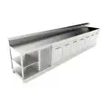 COMPTOIR DE BAR RÉFRIGÉRÉ - SEMI OUVRÉ, IL NÉCESSITE DE PANNEAUX - MOD. BBR45CB7V - ALIMENTATION V 230/50Hz MONOPHASÉ  - AVEC PRÉDISPOSITON POUR RAMPE - PLAN DE TRAVAIL AVEC  BORDS ANTI RUISSELLEMENT  - AVEC UNITÉ CONDENSATRICE INCORPORÉE  - DIM. Cm L 450
